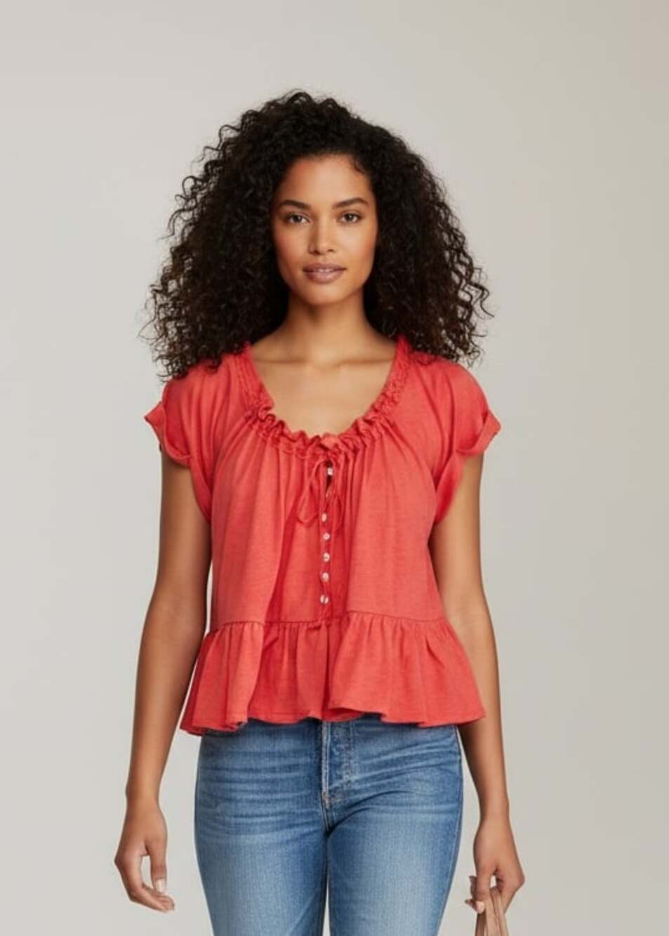 Free People Camelia Top Features Ruffled Trim